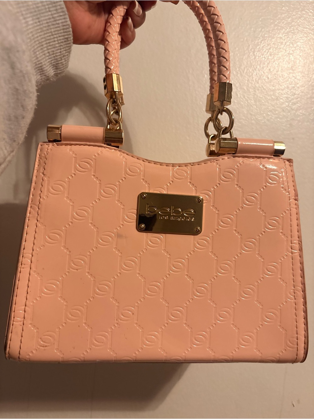 bebe Pink Patent Embossed Mini Satchel